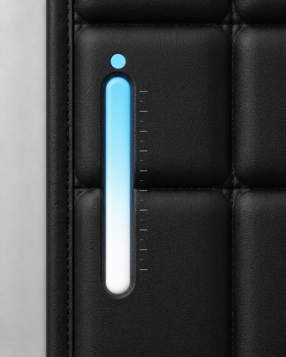 Detail of the sewn-edge thermochromic indicator badge on Kelvin™