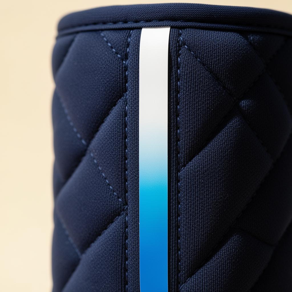 Macro close-up of the thermochromic indicator strip on the Kelvin wrap, fading from white to ice blue